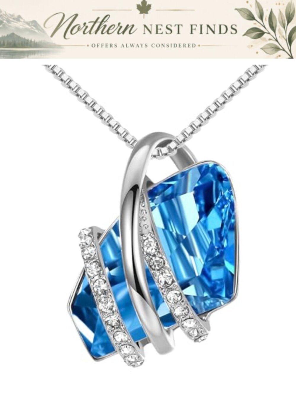 Leafael Wish Stone Birthstone Pendant Necklace 18K Rose Gold Plated Gift Box